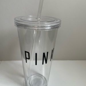 PINK Clear Tumbler with Straw